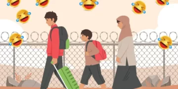 Laughing at refugees